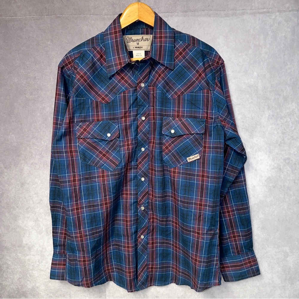 Wrancher By Wrangler Plaid Pearl Snap Button Down Shirt Men’s Medium